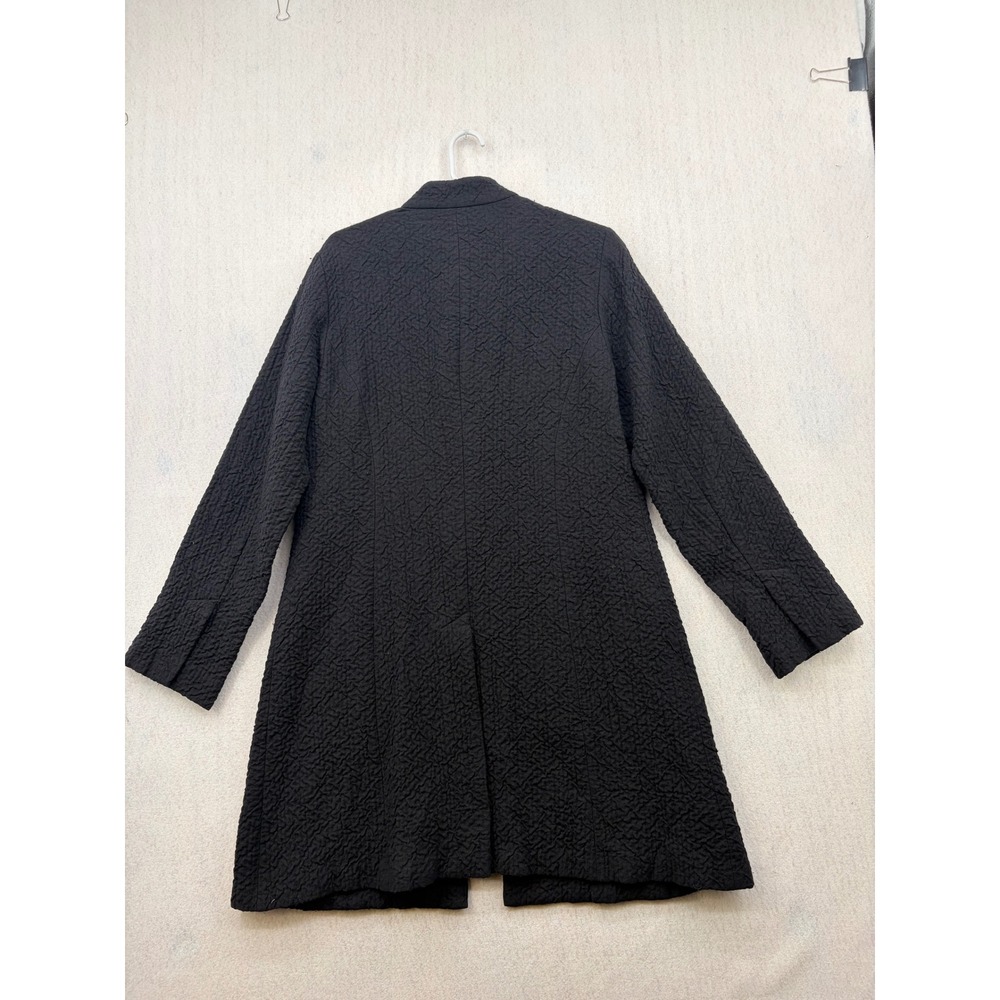 Eileen Fisher Black Italian Wool Linen Textured Frog Toggle Long Coat R6EW-1 S - Picture 7 of 8